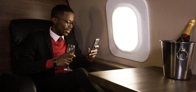 A happy millionaire enjoying the fruits of his labor.